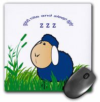 3D Rose"Image of Cartoon Blue Sheep with Goodnight Message" Matte Finish Mouse Pad - 8 x 8" - mp_223469_1