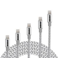 None Lightning iPhone Charger Cable Compatible with Apple - MFI Certified - Fast Charging Durable USB Sync Power Cord Braided (Pack 5) 3FT - 3FT - 6FT - 6FT - 10FT