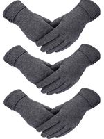 Patelai 3 Pairs Women Winter Gloves Warm Touchscreen Gloves Windproof Plush Gloves for Women Girls Winter Using (Gray)