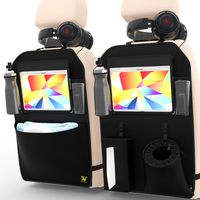 Kick Mats Back Seat Protector, Car Seat Protector Kids Back Seat Organizer, Car Seat Organizer, Backseat Car Organizer 2 Pack XL Premium with Tablet Holder 12",Garbage Can,Tissue Holder by Brightosaur