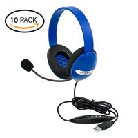Egghead EGG-IAG-1006-BL-SO-10 USB Kids Headphones with Boom Microphone, Blue (Pack of 10)