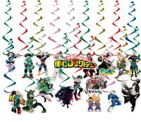 My Hero Academia Hanger Gift Set - 36 Count Hanging Swirls Decorations Multicolored Hanging Streamers Cutouts for MHA Fans Birthday Party Supplies