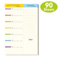 Weekly Meal Planner Shopping List Note Pad with Tear Off Perforated Line and Magnet Mountings (90 Pages 6" x 9")