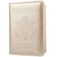 GDTK Leather Passport Holder Cover Case RFID Blocking Travel Wallet (Gold)