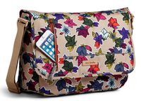 Vera Bradley Lighten Up Laptop Messenger Crossbody Bag (One Size, Beige/Falling Flowers Neutral)