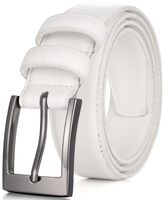 Marino's Men Genuine Leather Dress Belt with Single Prong Buckle - White - 38