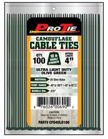 Pro Tie CFO4ULD100 4-Inch Olive Green Nylon Ultra Light Duty Cable Ties, 100-Pack