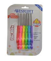 Westcott School Left and Right Handed Kids 5" Scissors, Pointed, 6 Pack (16455)