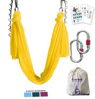 Aerial Yoga Hammock 5.5 Yards Premium Aerial Silk Fabric Yoga Swing for Antigravity Yoga Inversion Include Daisy Chain,Carabiner and Pose Guide (Yellow)