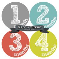 Months In Motion Gender Neutral Baby Month Stickers - Monthly Milestone Sticker for Boy or Girl - Infant Photo Prop for First Year - Shower Gift - Newborn Keepsakes - Unisex