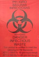 Rollpak Biohazard LLDPE Waste Disposable Bag, Qty 10 bags, 40-45 Gallon Capacity, 40 W x 48 L, 1.30 mil, 33 micron, Red STX-4048RP