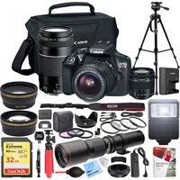 Canon EOS Rebel T6 DSLR Camera with 18-55mm is II and 75-300mm III Double Zoom Kit Bundle with 500mm Preset Telephoto Lens, 32GB Memory Card, 58mm Filter Set and Accessories (13 Items)