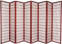 Legacy Decor Japanese Oriental Style Room Screen Divider Black, Cherry, Natural, Espresso or White Color (8-Panel, Cherry)
