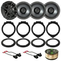 2 Pair Car Speaker Package: 4x Kicker CSC654 600-Watt 6.5" Inch 2-Way Black Coaxial Speakers Bundle Combo With 4x Speaker Adapters and Wire Harness Fits Select GM Vehicles + Enrock 50-Ft Speaker Wire