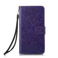 IKASEFU Leather Case with Strap Retro Butterfly Flower Pu Leather Wallet Case with Card Slots Compatible with iPod Touch 5/6 -Butterfly,Purple