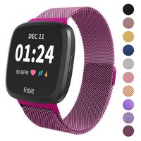 Limque Magnetic Bands Compatible with Fitbit Versa/Versa 2/Versa Lite/SE, Women Men Metal Adjustable Replacement Wristband for Fitbit Versa Smart Watch Multi-Color (Purple, Small)