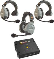 Eartec COMSTAR XT-3 Full Duplex Wireless Intercom 2 Way Communication System for 3 Users - 1 COMSTAR Com-Center Transceiver Base Station, 1 Dual-Ear Headset, and 2-Pack of Single-Ear Headsets