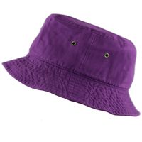 The Hat Depot 300N Unisex 100% Cotton Packable Summer Travel Bucket Hat (S/M, Purple)
