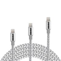 None Lightning iPhone Cable Compatible with Apple - MFI Certified - Fast Charging Durable USB Sync Power Cord Braided ((Pack 3) 10FT - 10FT - 10FT)