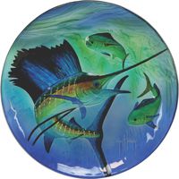River's Edge Guy Harvey Sailfish Glass Platter, 12"