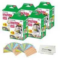 Fujifilm INSTAX Mini Instant Film 2 Pack - 100 Sheets - (White) for Fujifilm Instax Mini 8 & Mini 9 Cameras + Frame Stickers and Microfiber Cloth Accessories ...