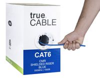 Cat6 Shielded Riser (CMR), 1000ft, Blue, 23AWG Solid Bare Copper, 550MHz, ETL Listed, Overall Foil Shield (FTP), Bulk Ethernet Cable, trueCABLE (Renewed)
