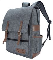 Carnival Series Vintage Laptop Backpack for Women & Men, Anti Theft School College Backpack with Genuine Leather Accessories, Fit 15.6 Inch Laptop, Gray