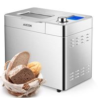 Aicok Stainless Steel Bread Machine, 2LB 25-in-1 Programmable XL Bread Maker with Fruit Nut Dispenser, Nonstick Ceramic Pan, 3 Loaf Sizes 3 Crust Colors, Gluten-Free Setting, Reserve& Keep Warm Set