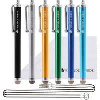 The Friendly Swede Bundle Micro-Knit Hybrid Fiber Tip Universal Capacitive Stylus Pens (Silver,Aqua Blue,Green,Dark Blue,Yellow,Black)