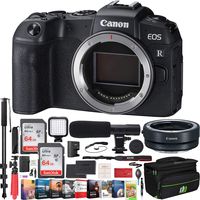 Canon EOS RP Mirrorless Camera 26.2MP Portable Full Frame Body Bundle with 2X 64GB Memory Card, Professional Editing Suite, Microphone, Battery and Charger kit, Monopod, Bag and Accessories (2 Items)