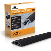 Simple Cord Floor Cord Cover - 4 Ft Black Duct Cord Protector Covers Cables, Cords, or Wires - 3 Channel On Floor Raceway for Sidewalks or Walkways, in The Home or Office Doorways (4 ft)