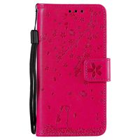 Lomogo Leather Wallet Case for Galaxy S8 with Stand Feature Card Holder Magnetic Closure, Shockproof Flip Case Cover for Samsung Galaxy S8 - LOHHA130351 Red