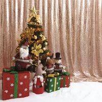 TRLYC 4PCS Rose Gold Sequin Curtain Backdrop 2FTx8FT Shimmer Sequin Fabric Photography Backdrop Luxury Curtains for Living Room Bedroom