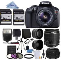 Canon EOS Rebel T6 Digital SLR Camera with 18-55mm EF-S f/3.5-5.6 IS II Lens + 58mm Wide Angle Lens + 2x Telephoto Lens + Flash + 64GB SD Memory Card + UV Filter Kit + Tripod + Full Accessory Bundle