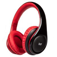 iJoy ISO Wireless, Bluetooth Headphones-Cordless Over Ear Stereo Headset- Bluetooth 5.0, 30HR Battery Built-in Microphone- Handsfree or Wired Use, Foldable (Black/Red)