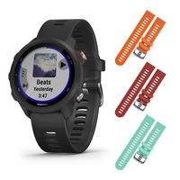 Garmin Forerunner 245 GPS Running Smartwatch with Included Wearable4U 3 Straps Bundle (Black Music 010-02120-20, Orange/Red/Teal)
