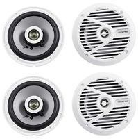(4) Alpine SPS-M601W 6.5" 440 Watt 2-Way Marine Boat Coaxial Speakers - White