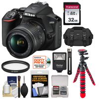 Nikon D3500 Digital SLR Camera & 18-55mm VR DX AF-P Lens with 32GB Card + Case + Tripod + Flash + Kit