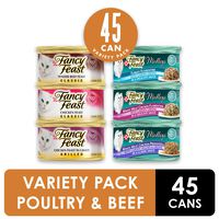 Purina Fancy Feast Wet Cat Food Variety Pack, Poultry & Beef Collection - (45) 3 oz. Cans