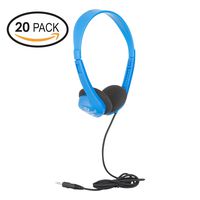 Egghead EGG-IAG-1000FA-BL-SO-20 Heavy-Duty Stereo School Headphones w/Tangle-Free Cord (Pack of 20)-Blue