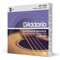 D'Addario EJ26 Phosphor Bronze Acoustic Guitar Strings, Custom Light (3 Pack) - Corrosion-Resistant Phosphor Bronze, Offers a Warm, Bright and Well-Balanced Acoustic Tone and Comfortable Playability