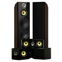 Fluance Signature Series Surround Sound Home Theater 5.0 Channel Speaker System Including Three-Way Floorstanding Towers, Center Channel, and Bipolar Speakers - Walnut (HF50WB)