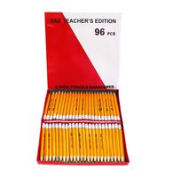 S & E TEACHER'S EDITION Half Pencils with Eraser Tops 96Pcs, Golf, Classroom, Pew - #2 HB, Hexagon, 96/Box.