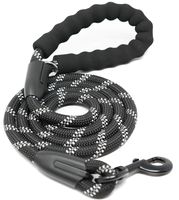 iYoShop Dog Leash Pet Training Leashes Quality Thick Nylon Soft Handle and Light Weight Pet Lead for Small Medium Large Dogs, Black, Small Medium (5 FT)
