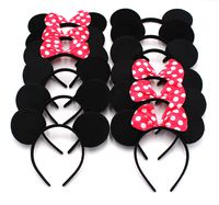 FIVOENDAR Set of 12 - Mouse Costume Deluxe Fabric Ears Headband - Party Favors for Boys and Girls Birthday Party or Celebrations