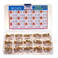 BOJACK 15 Type Values 600Pcs Ceramic Capacitor Assortment Kit Capacitors from 10pf to 100nF in a Box
