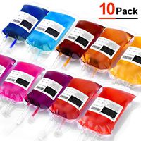 Halloween Decorations Party Cups, 10 Packs Blood Bags for Drinks, Reusable Blood Bag Drink Container of Theme Parties, IV Bags with Clips 11.5 Fl Oz for Vampire/Zombie/Hospital/Halloween Theme Party Favors