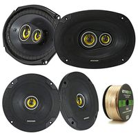 2 Pair Car Speaker Package Of 2x Kicker CSC654 600-Watt 6.5" Inch 2-Way Black Coaxial Speakers + 2x CSC6934 900W 6x9" CS Series 3-Way Speakers - Bundle Combo With Enrock 50 Foot 14 Gauge Speaker Wire