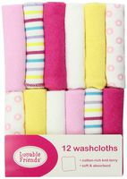 Luvable Friends 12 Pack Washcloths, Pink
