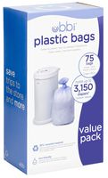 Ubbi Disposable Diaper Pail Plastic Bags, Made with Recyclable Material, True Value Pack, 75 Count, 13-Gallon